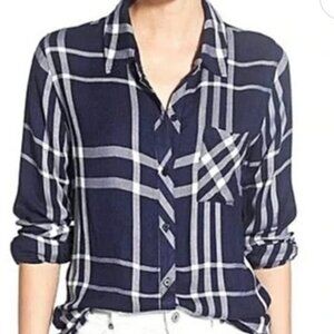 Rails Blue White Plaid Button Down Shirt Medium Like New Flannel Top